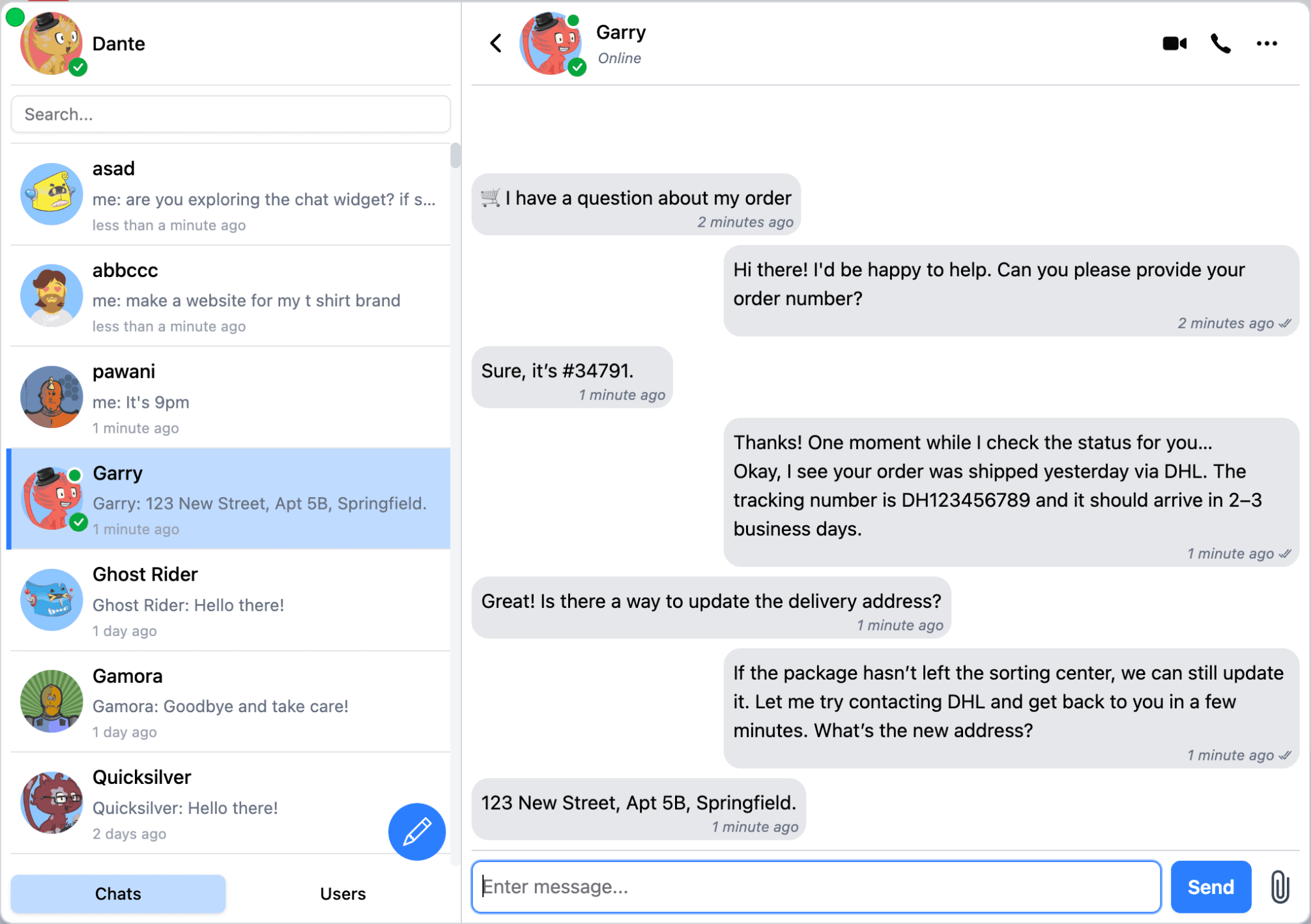ConnectyCube chat widget, embedded view demo